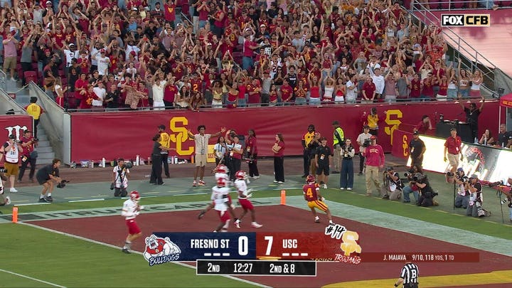 Jayden Maiava finds Trent Mosley for 68-yard TD, extending USC's lead over Fresno State