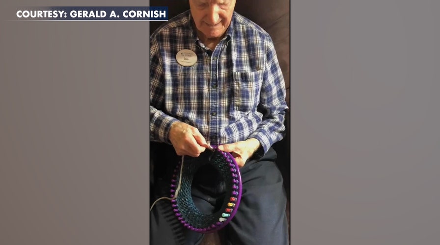 WWII vet knits hats for people in need