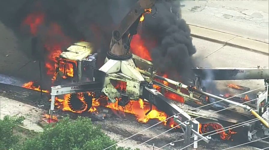 Concrete truck catches fire in Texas