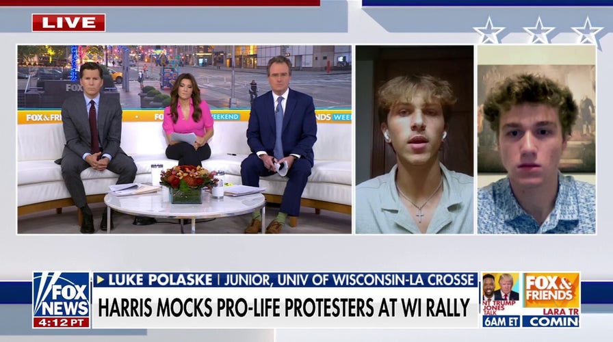 Wisconsin college students mocked, heckled at after shouting pro-life messages at Harris rally