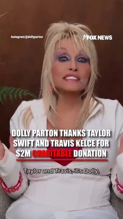 Dolly Parton THANKS Taylor Swift and Travis Kelce for $2M charitable donation