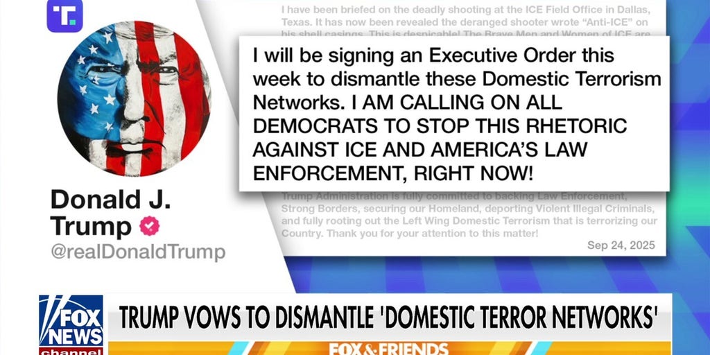 Trump to sign executive order dismantling 'domestic terrorism networks'