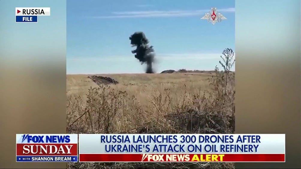 Russia launches 300 drones following Ukraine's strike on oil refinery