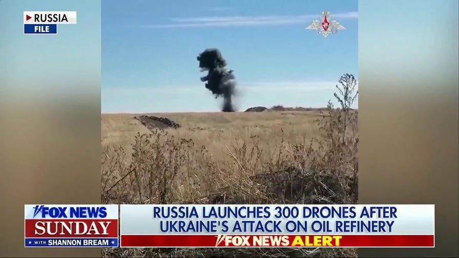 Russia launches 300 drones following Ukraine's strike on oil refinery