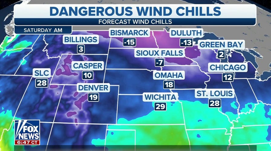 Dangerous wind chills forecasted for Northern Plains into Midwest