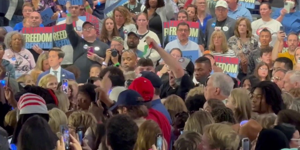 Pro-Palestinian protester removed from Harris rally
