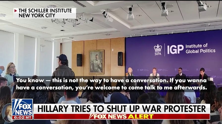 Hillary Clinton attempts to shut down anti-war heckler