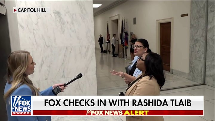  'I do not talk to Fox News!': Rashida Tlaib confronted over silence on 'Death to America' chants