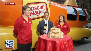 Oscar Mayer Wienermobile celebrates 90th birthday with hot dog cake