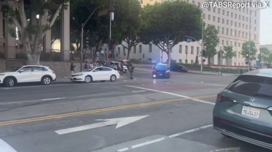 LA agitators caught-on-camera throwing water bottles at police