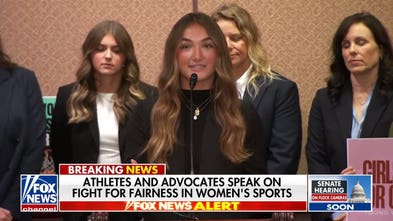 Teen volleyball player advocates for fairness in women's sports during Senate press conference
