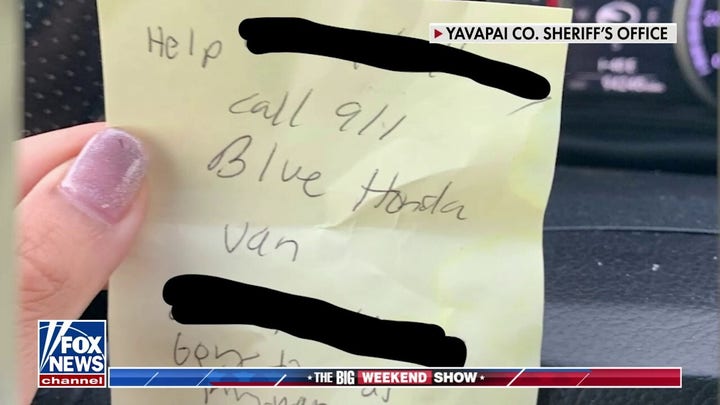 Kidnapped woman's sticky note handoff leads to rescue