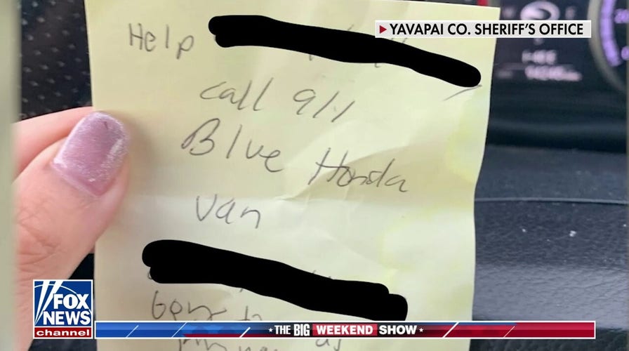 Kidnapped woman's sticky note handoff leads to rescue