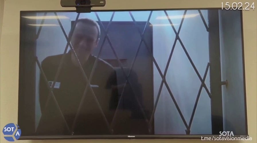 Video shows Alexei Navalny in court a day before his death