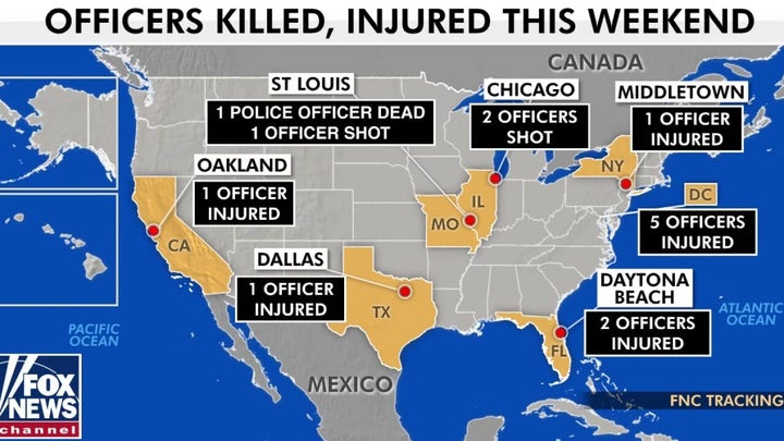 Officers across the US shot or injured during violent weekend