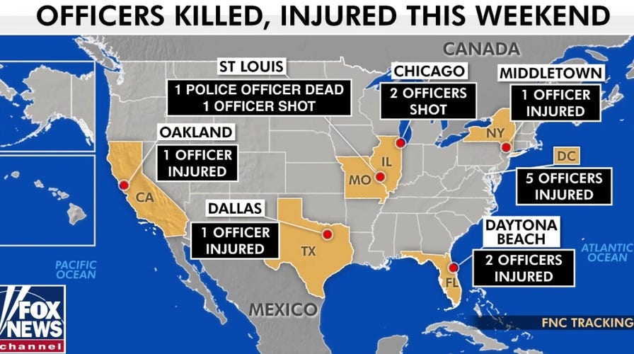 Officers across the US shot or injured during violent weekend