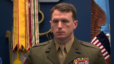 Secretary of War Hegseth presents medals to Marines for their heroic actions at Abbey Gate