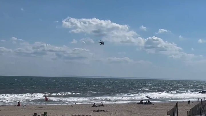NYPD helicopter flies over NYC beach where shark was spotted