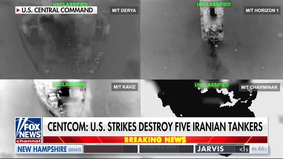 US strikes destroy five Iranian tankers: CENTCOM