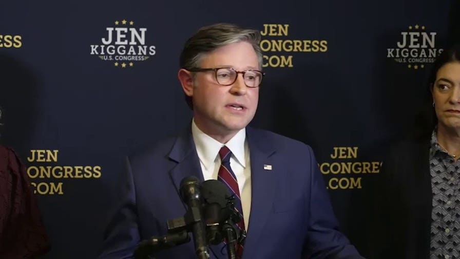 Mike Johnson slams House Dem leader over party civil war