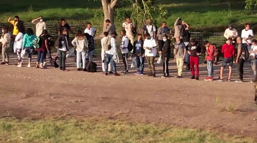 Drone footage of migrants in Eagle Pass, TX