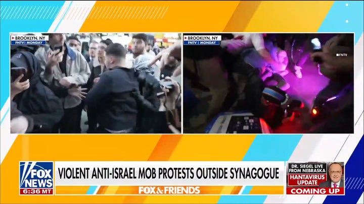 Violent anti-Israel mob protests outside Brooklyn synagogue