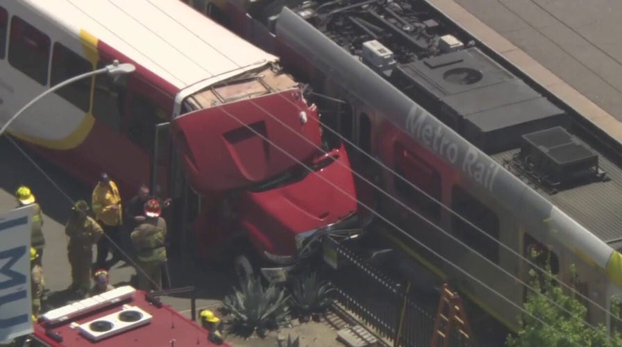 55 injured in Los Angeles after bus collides with train