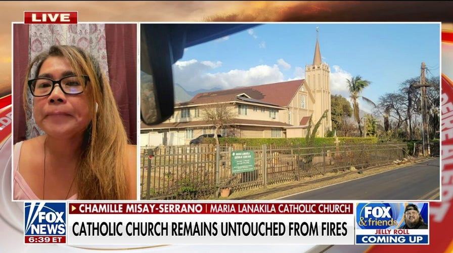 Catholic church stands tall despite raging Maui fire