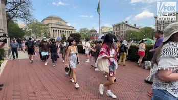 Anti-Israel protestors march on-campus at Columbia University