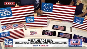 Metalheads USA owner Adam Stempka showcases Made in America steel flags
