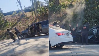 Los Angeles car chase turns into armed robbery on freeway