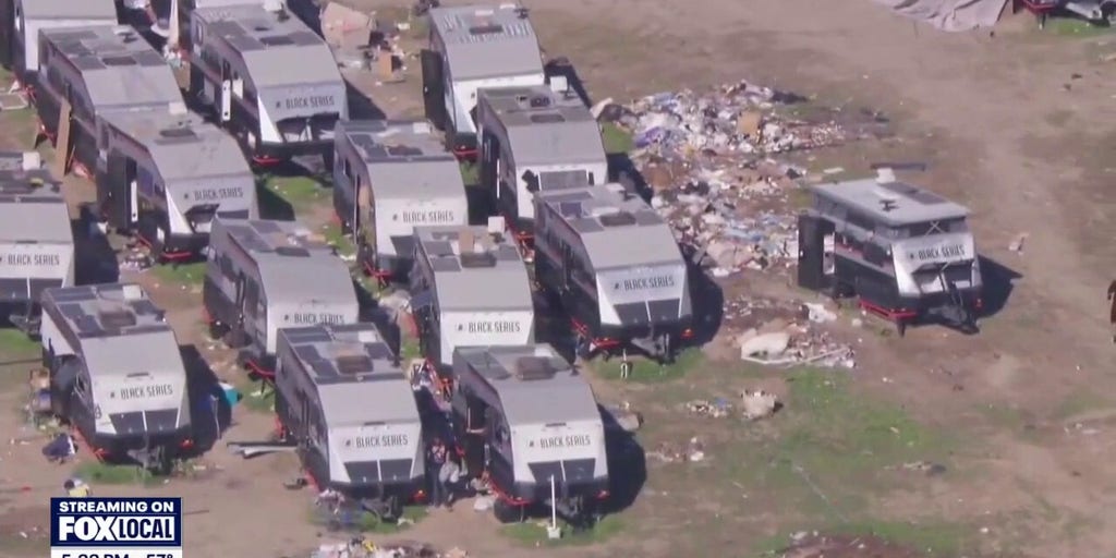 Homeless squatters take over California luxury RV parking lot