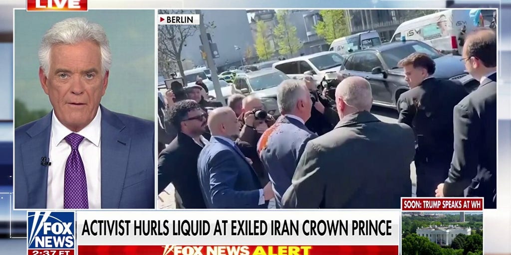 Activist hurls liquid at exiled Iranian crown prince