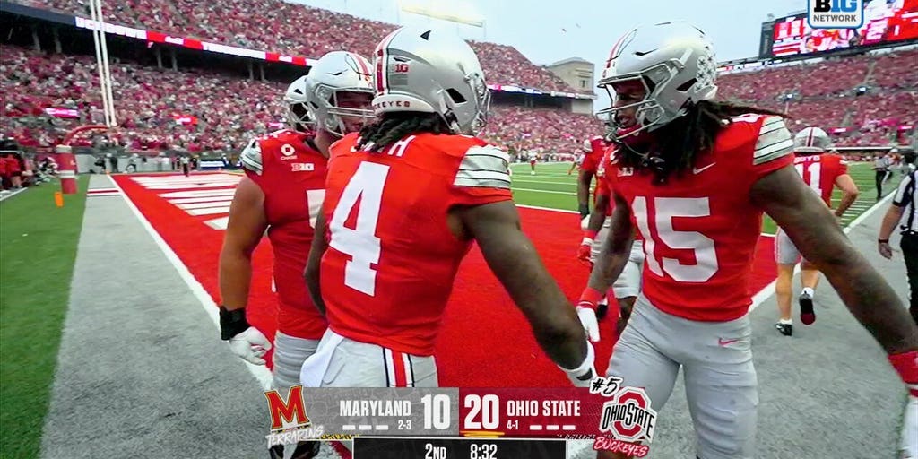 Ohio State's Jeremiah Smith hauls in 40-yard TD for his SECOND score of the game vs Maryland