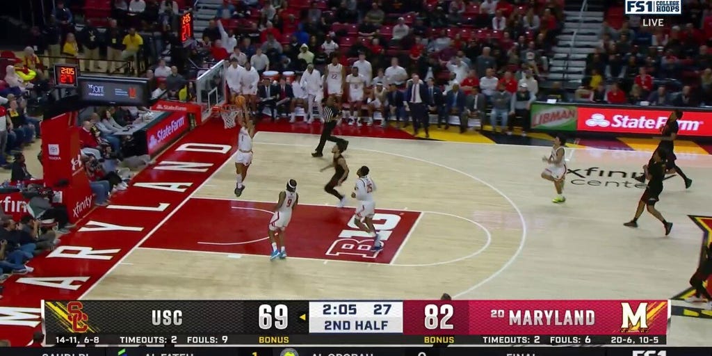 Rodney Rice throws down the fastbreak jam off the steal, extending Maryland's lead vs. USC