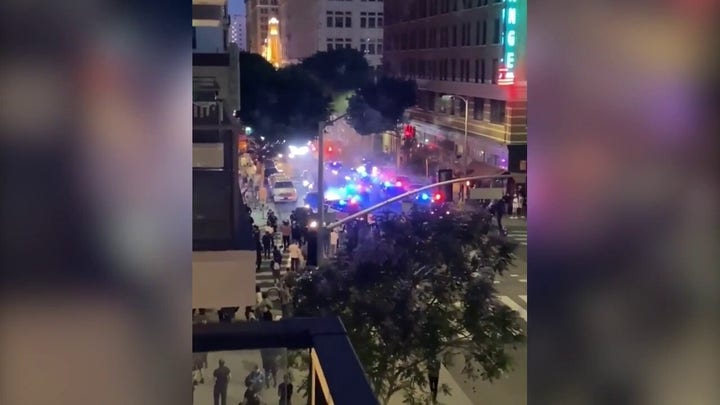 Los Angeles demonstrators set off fireworks following Roe v. Wade reversal