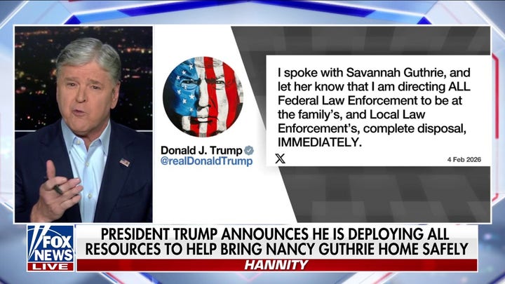 President Donald Trump directs all federal law enforcement to be at Guthrie family's disposal
