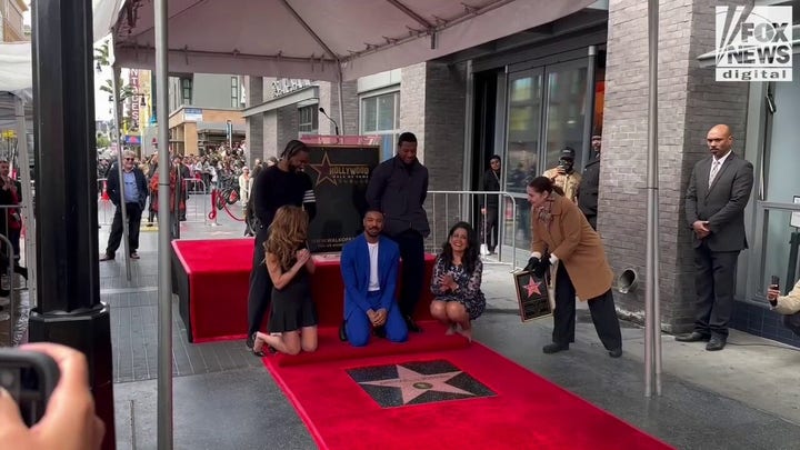 Michael B. Jordan sees his star on the Hollywood Walk of Fame for the first time