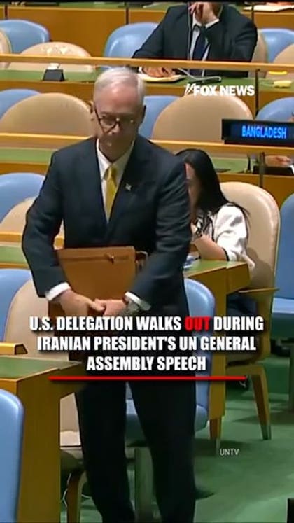 UN delegation walks out during Iranian president’s speech