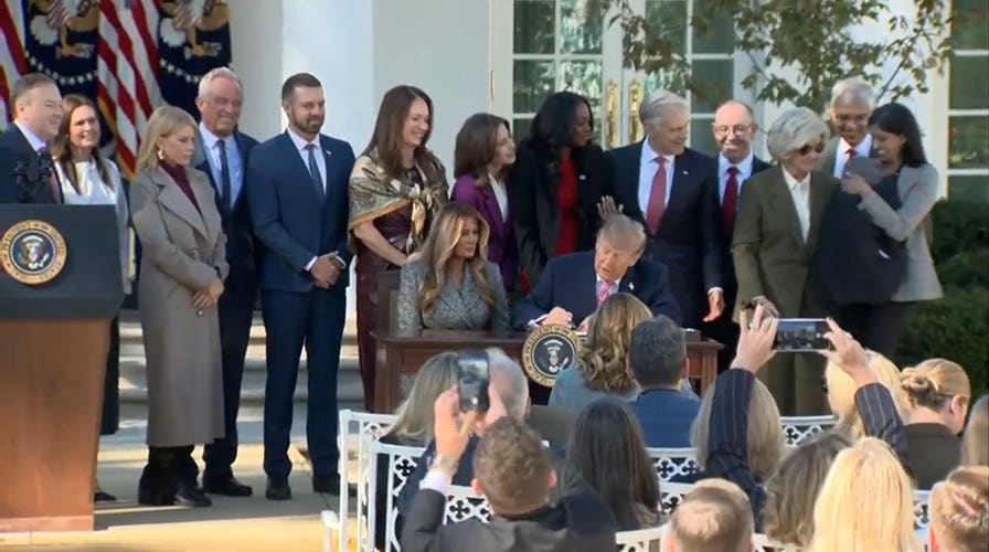 Trump invites Usha Vance and sleeping baby up for executive order signing