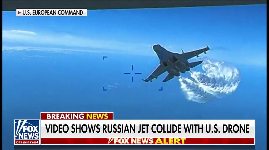 US Video Shows Moment Russian Fighter Jet Collides With US Drone Fox ...