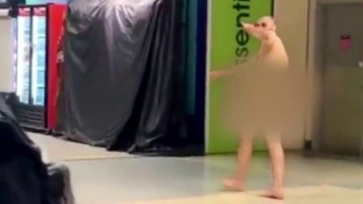 Naked man caught on camera strolling terminal at Texas airport