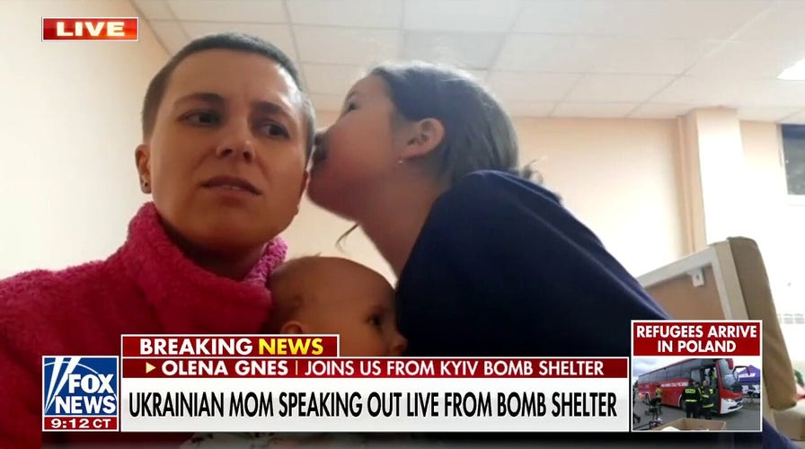 Ukrainian mom hiding in bomb shelter with kids briefly reunites with husband