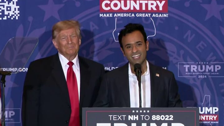 Vivek Ramaswamy joins and endorses Trump on the campaign trail in New Hampshire