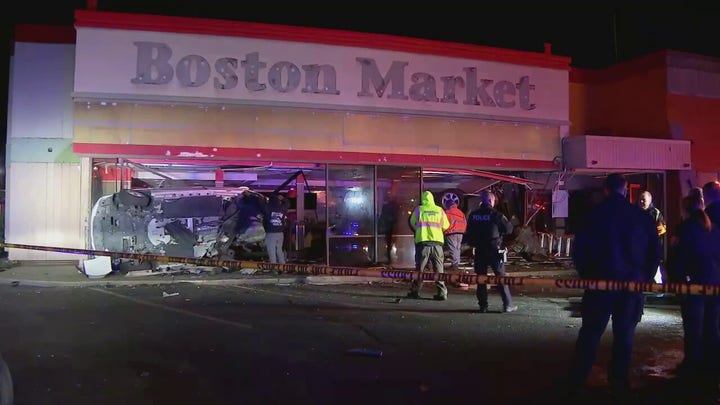Massachusetts crash leaves two cars lodged in former restaurant location