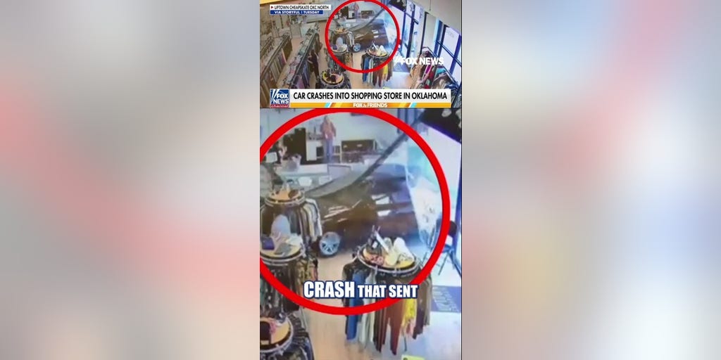Shoppers run as car CRASHES through thrift store