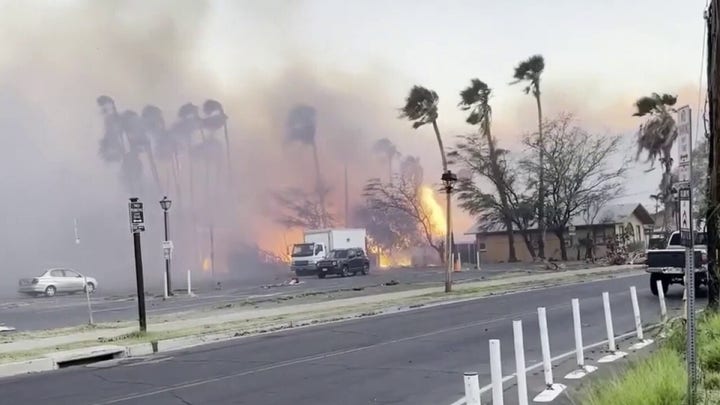 WATCH: Wildfire rages in Hawaii, person almost struck by debris