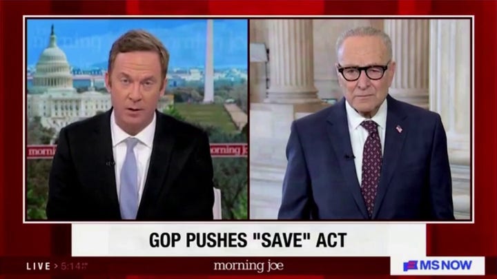 Schumer doubles down on comparing SAVE Act to 'Jim Crow'