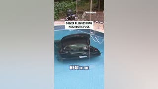WATCH: Driver PLUNGES into neighbor's pool