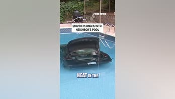 WATCH: Driver PLUNGES into neighbor's pool
